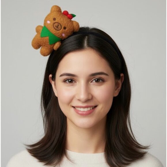 Handmade Teddy Bear Plush Headband One Size - Picture 1 of 6